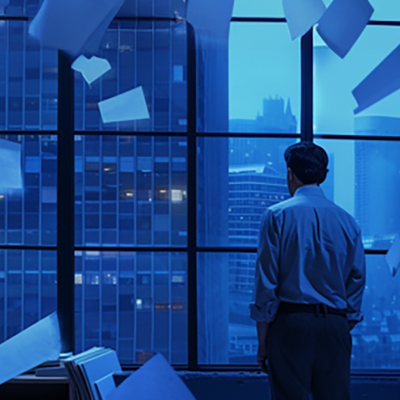 Persoon staart uit het raam